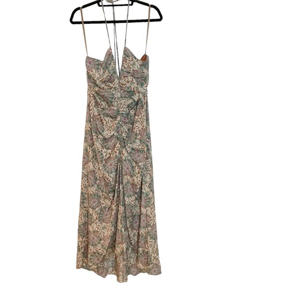 Veronica Beard Floral Ruched Aldana Dress Sleeveless Halter Neck Size 14 NWOT - Picture 6 of 12